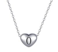 LSxAB Dainty O Initial Heart Pendant Necklaces for Women Adjustable Choker Tiny Letter Name Necklaces Stainless Steel Jewellery Gifts Perfect for Her Birthday