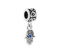 LSxAB Dangle Blue Evil Eye Hamsa Hand Charm Amulet Good Luck Jewellery Compatible with Pandora Charms Bracelets
