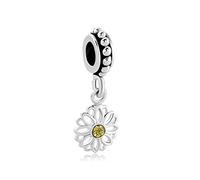 LSxAB Dangle Daisy Love Flower Charms Compatible with Pandora Bracelets
