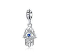 LSxAB Dangle Evil Eye Charm Hamsa Hand Amulet Compatible with Pandora Charms Bracelet Good Luck Jewellery
