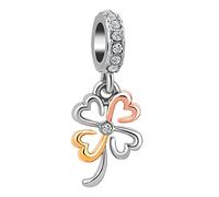 LSxAB Dangle Good Luck Four Leaf Clover Charm Compatible with Pandora Charms Bracelets