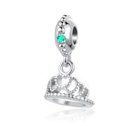 LSxAB December Lake Blue Birthstone Queen Crown Charm Compatible with Pandora Bracelets Birthday Gifts for Mother Girlfriend Daughter Her Women