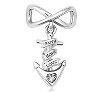 LSxAB Faith Hope Love Anchor Charms for Sailor Mariner Navy Compatible with Pandora Bracelets