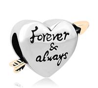 LSxAB Forever & Always Love Arrow Through Heart Charms Compatible with Pandora Bracelets