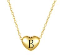 LSxAB Gold Plated Dainty B Initial Heart Pendant Necklaces for Women Adjustable Choker Tiny Letter Name Necklaces Stainless Steel Jewellery Gifts Perfect for Her Birthday