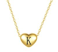 LSxAB Gold Plated Dainty K Initial Heart Pendant Necklaces for Women Adjustable Choker Tiny Letter Name Necklaces Stainless Steel Jewellery Gifts Perfect for Her Birthday