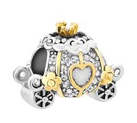 LSxAB Gold Tone Cinderella's Pumpkin Carriage Charm Compatible with Pandora Charms Bracelets
