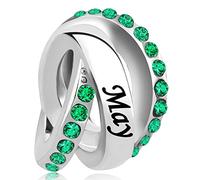 LSxAB Green May Birthstone Happy Birthday Charm Compatible with Pandora Charms Bracelets