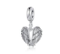 LSxAB Guardian Angel Wings Charm with April Clear Birthstone Birthday Charms Compatible with Pandora Bracelets for Women