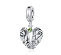LSxAB Guardian Angel Wings Charm with August Green Birthstone Birthday Charms Compatible with Pandora Bracelets for Women