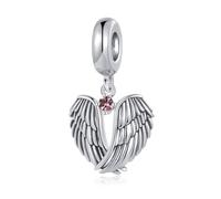 LSxAB Guardian Angel Wings Charm with February Purple Birthstone Birthday Charms Compatible with Pandora Bracelets for Women