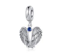 LSxAB Guardian Angel Wings Charm with September Blue Birthstone Birthday Charms Compatible with Pandora Bracelets for Women