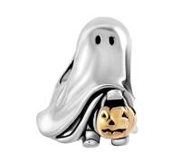 LSxAB Happy Halloween Spooky Ghost with Pumpkin Lantern Charms Compatible with Pandora Bracelets