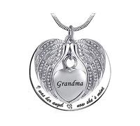 LSxAB Heart Angel Wing Cremation Urn Memorial Necklaces for Ashes Women Men Keepsake Pendant Ashes Holder - I was His Angel Now He's Mine