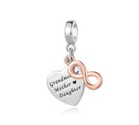 LSxAB Heart Grandmother Mother Daughter Rose Gold Infinity Charm Compatible with Pandora Charms Bracelets