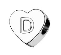 LSxAB Heart Letter D Initial Charms Alphabet Name Anniversary Charm Compatible with Pandora Bracelets