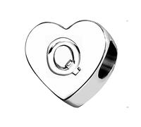 LSxAB Heart Letter Q Initial Charms Alphabet Name Anniversary Charm Compatible with Pandora Bracelets