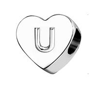 LSxAB Heart Letter U Initial Charms Alphabet Name Anniversary Charm Compatible with Pandora Bracelets