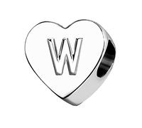 LSxAB Heart Letter W Initial Charms Alphabet Name Anniversary Charm Compatible with Pandora Bracelets