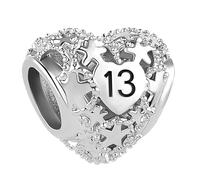 LSxAB Heart Love 13th Happy Birthday Charm Compatible with Pandora Bracelets