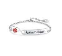 LSxAB Heart Medical Alert Parkinson's Disease Bracelet for Women Emergency First Aid Alert Engraved Stainless Steel Adjustable Chain Bracelets