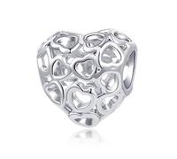 LSxAB Hollow Hearts All Over Love Charm Compatible with Pandora Charms Bracelets