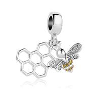 LSxAB Honey Bee and Honeycomb Charm Compatible with Pandora Charms Bracelets