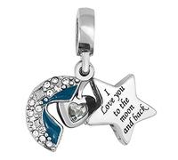 LSxAB I Love You To The Moon and Back Charm Blue Moon and Star Bead Compatible with Pandora Charms Bracelets