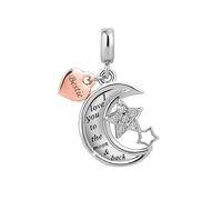 LSxAB I Love You to The Moon and Back Moon and Star Charm for Bestie Compatible with Pandora Charms Bracelets