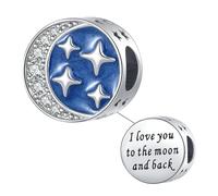 LSxAB I Love You to The Moon and Bcak Night Sky Charm Compatible with Pandora Charms Bracelets