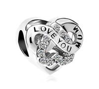 LSxAB Infinity I Love You Mum Clear Heart April Birthstone Charm for Mother Compatible with Pandora Charms Bracelets
