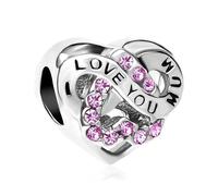 LSxAB Infinity I Love You Mum Purple February Birthstone Charm for Mother Compatible with Pandora Charms Bracelets