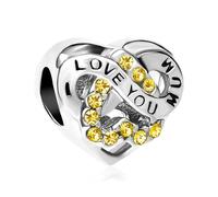 LSxAB Infinity I Love You Mum Yellow November Birthstone Charm for Mother Compatible with Pandora Charms Bracelets