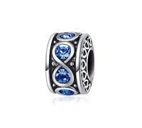 LSxAB Infinity Symbol Blue March Birthstone Spacer Charm Compatible with Pandora Charms Bracelets