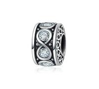 LSxAB Infinity Symbol Clear April Birthstone Charm Compatible with Pandora Charms Bracelets