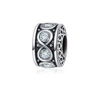 LSxAB Infinity Symbol Clear April Birthstone Spacer Charm Compatible with Pandora Charms Bracelets