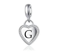 LSxAB Initial G Letter Love Heart Alphabet Dangle Charms Compatible with Pandora Charm Bracelets for Women