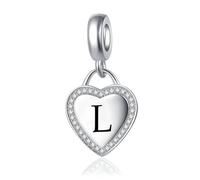LSxAB Initial L Letter Love Heart Alphabet Dangle Charms Compatible with Pandora Charm Bracelets for Women