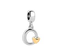 LSxAB Initial O Letter Gold Heart Alphabet Dangle Charms Compatible with Pandora Charm Bracelets for Women