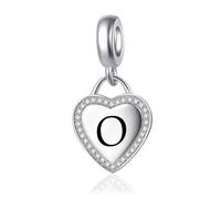 LSxAB Initial O Letter Love Heart Alphabet Dangle Charms Compatible with Pandora Charm Bracelets for Women