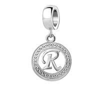LSxAB Initial R Letter Alphabet Dangle Charms Compatible with Pandora Charm Bracelets for Women