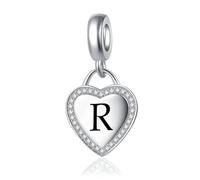 LSxAB Initial R Letter Love Heart Alphabet Dangle Charms Compatible with Pandora Charm Bracelets for Women
