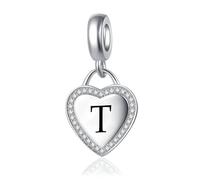 LSxAB Initial T Letter Love Heart Alphabet Dangle Charms Compatible with Pandora Charm Bracelets for Women