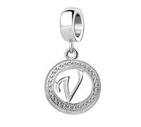 LSxAB Initial V Letter Alphabet Dangle Charms Compatible with Pandora Charm Bracelets for Women