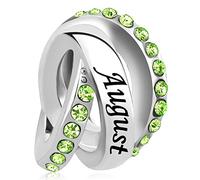 LSxAB Light Green August Birthstone Happy Birthday Charm Compatible with Pandora Charms Bracelets
