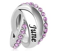 LSxAB Light Purple June Birthstone Happy Birthday Charm Compatible with Pandora Charms Bracelets