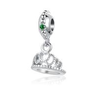 LSxAB May Green Birthstone Queen Crown Charm Compatible with Pandora Bracelets Birthday Gifts for Mother Girlfriend Daughter Her Women
