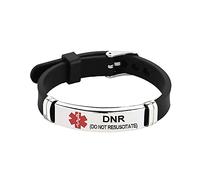 LSxAB Medical Alert DNR Do Not Resuscitate Bracelet for Men Women Emergency First Aid Seniors Health Alarm Laser Engraved Adjustable Silicone Wristband Bracelets