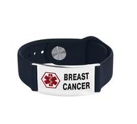 LSxAB Men's Medical Alert Breast Cancer Bracelet for Women ID Emergency Health Alarm Laser Engraved Adjustable Silicone Wristband Bracelets