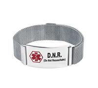 LSxAB Men's Medical Alert D.N.R. Do Not Resuscitate Bracelet for Men Women Emergency First Aid Adjustable Magnetic Clasp Stainless Steel ID Wristband Bracelets